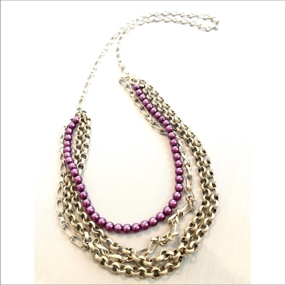 NEW PEARL LAYERED CHAIN NECKLACE - Picture 1 of 2